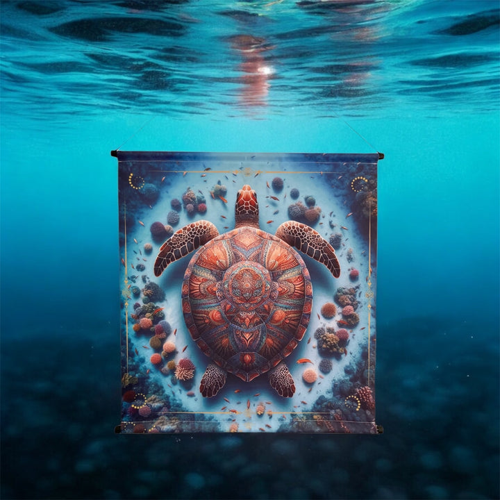 Tenture murale animal totem Tortue Sagesse livrée avec attache murale 