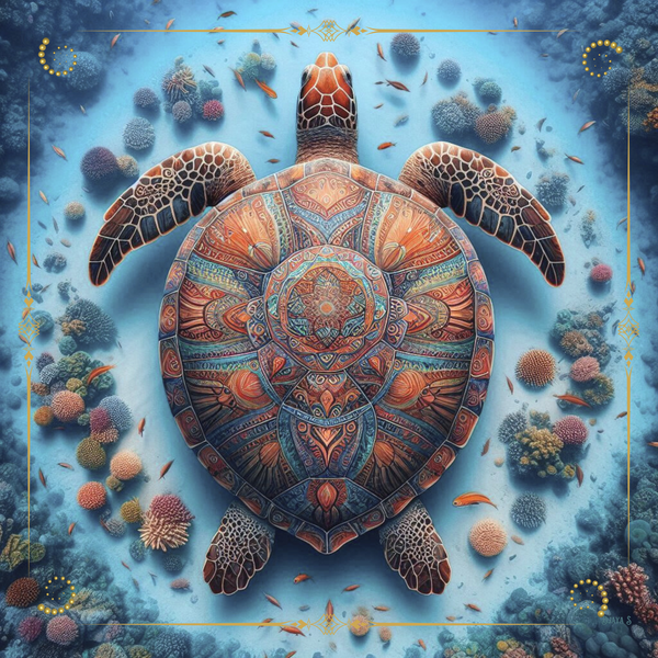 Tenture murale animal totem Tortue Sagesse livrée avec attache murale 