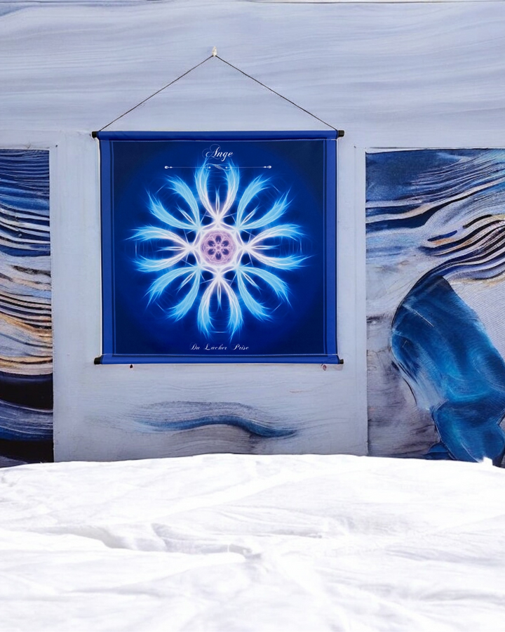 mandala Lâcher Prise bleu livrée avec attache murale